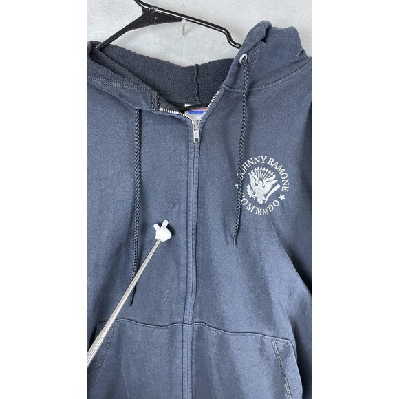 Johnny‎ Ramone Hoodie Mens 3XL Black Zip Up Hanes ComfortBlend Army Sweatshirt - Picture 3 of 10